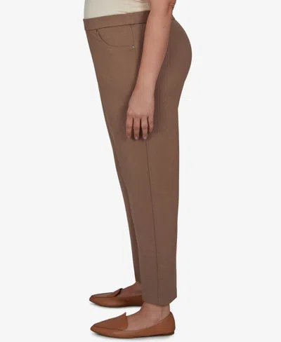 Alfred Dunner Plus Size Pull-on Mid-rise Ankle Pants In Latte