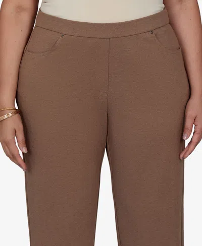 Alfred Dunner Plus Size Pull-on Mid-rise Ankle Pants In Latte