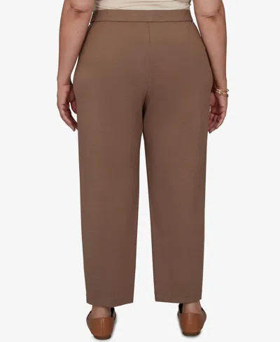 Alfred Dunner Plus Size Pull-on Mid-rise Ankle Pants In Latte