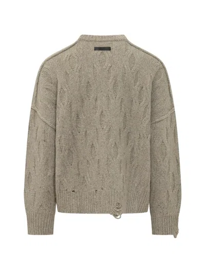 Represent Cable-knit Distressed Crewneck Sweater In Pattern