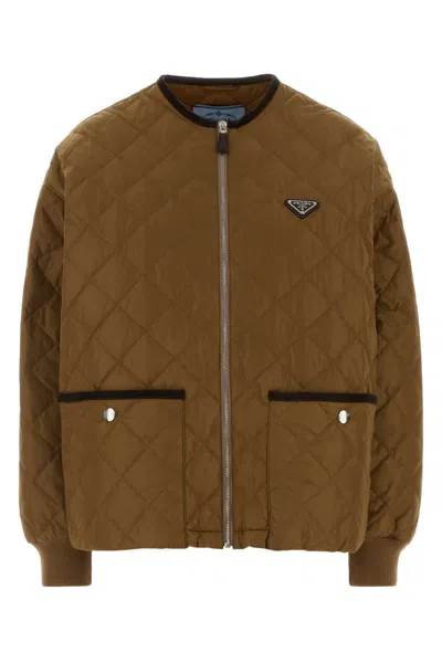Prada Lightweight Quilted Re-nylon Jacket In Brown
