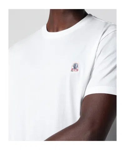 Parajumpers White Cotton T-shirt With Logo Patch In White