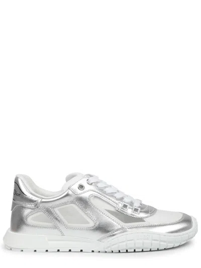 Dior Metallic Leather Sneaker In Silver