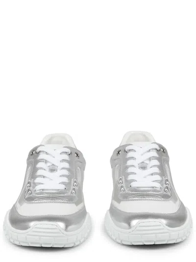 Dior Metallic Leather Sneaker In Silver