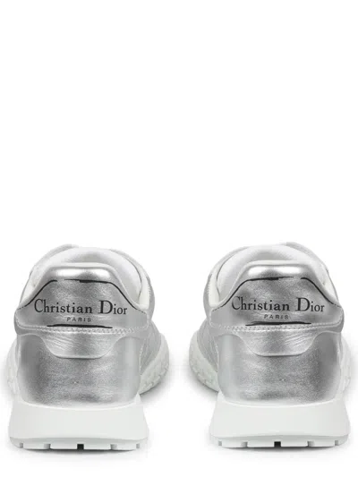 Dior Metallic Leather Sneaker In Silver