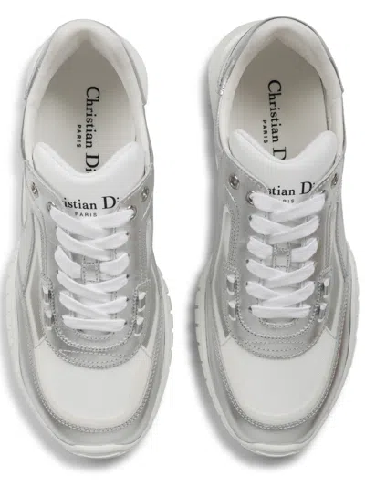 Dior Metallic Leather Sneaker In Silver