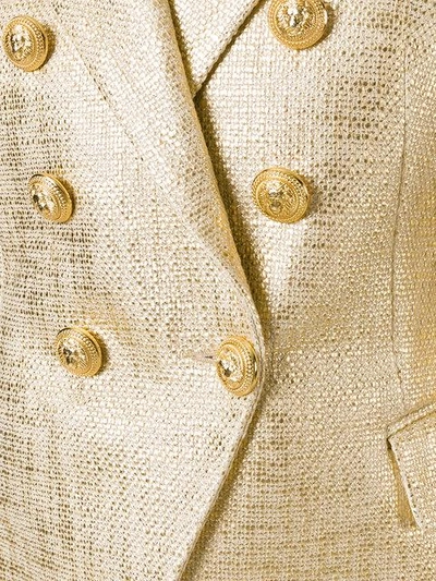 Shop Balmain Metallic Coated Tweed Blazer