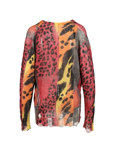 R13 Distressed Leopard-print Cardigan In Multi
