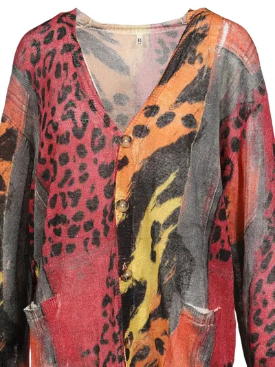 R13 Distressed Leopard-print Cardigan In Multi