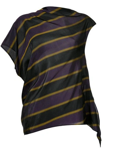 Shop 08sircus Striped Asymmetric Blouse In Purple