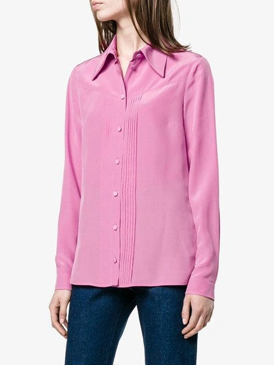 Shop Gucci Pleated Silk Blouse In Pink