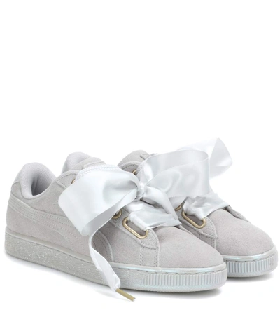 Shop Puma Heart Suede Sneakers In Gray Violet Gray