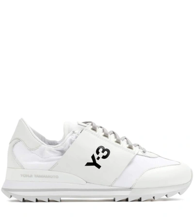 Shop Y-3 Rhita Sport Leather And Fabric Sneakers In Crystal White