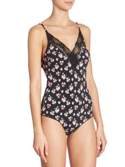 Shop Stella Mccartney Vintage Florals One-piece Swimsuit In Grunge Floral Print