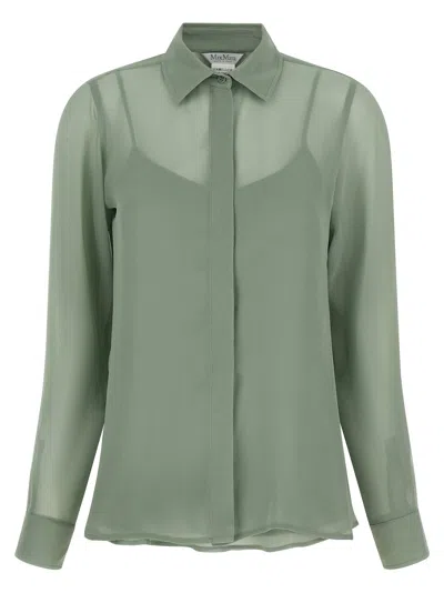 Max Mara Silk Sheer Button-front Shirt In Bicolor