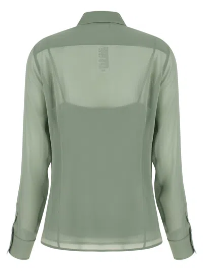 Max Mara Silk Sheer Button-front Shirt In Bicolor