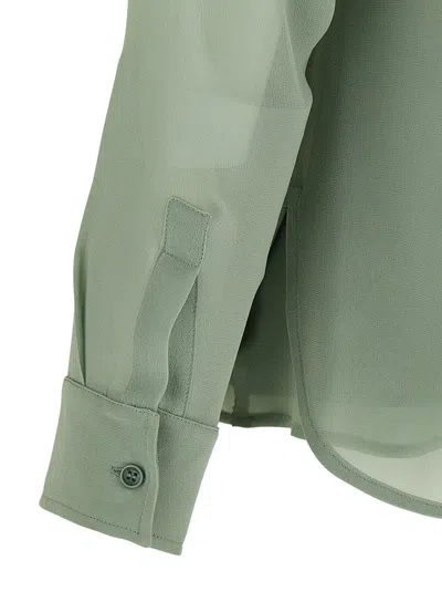Max Mara Silk Sheer Button-front Shirt In Bicolor