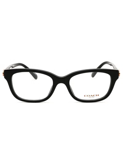 Coach Rectangle-frame Glasses In Black/clear Demo Lens