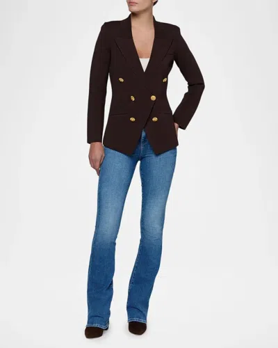 L & Apos;agence Amelia Knit Double-breasted Blazer In Dark Java