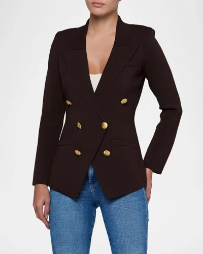 L & Apos;agence Amelia Knit Double-breasted Blazer In Dark Java