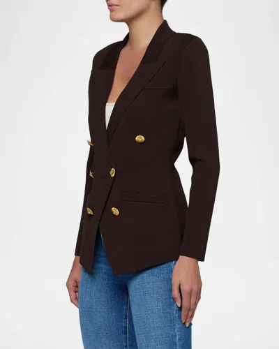 L & Apos;agence Amelia Knit Double-breasted Blazer In Dark Java