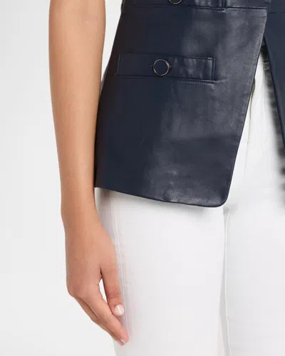 Veronica Beard Tamara Leather Vest In Navy