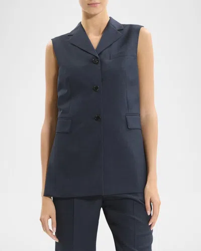 Theory Three-button Slash Vest In Blue