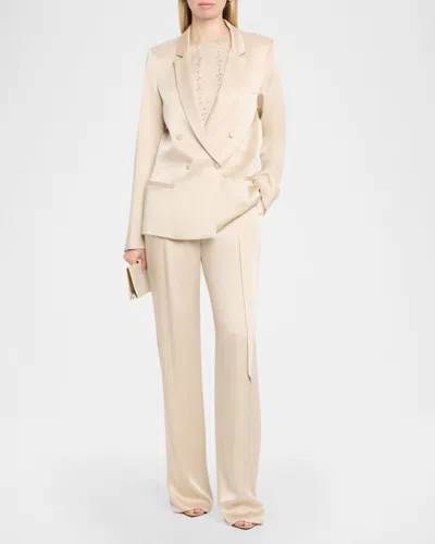 Lapointe Satin Double-breasted Jacket In Neutral