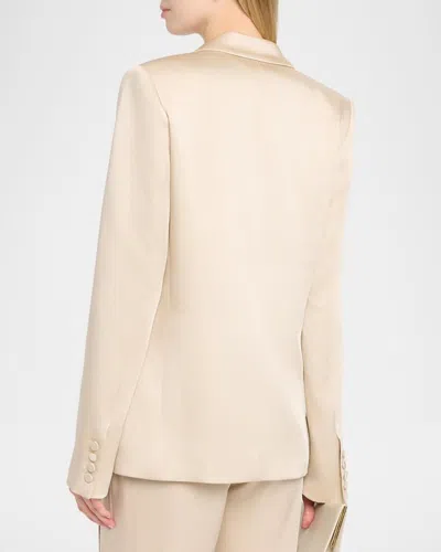 Lapointe Satin Double-breasted Jacket In Neutral