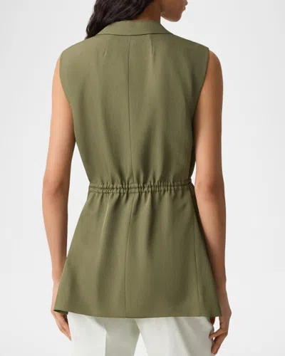 Theory Three-button Vest In Forest Moss