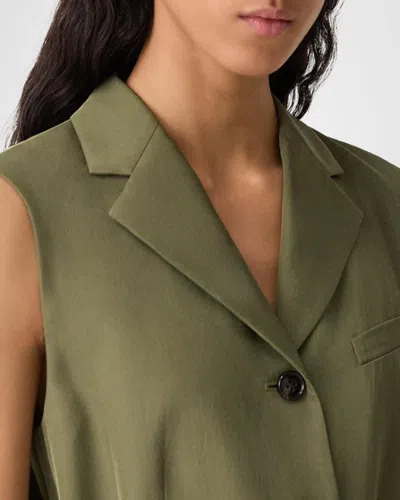 Theory Three-button Vest In Forest Moss