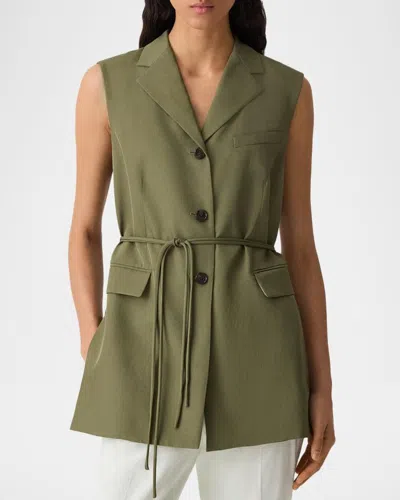 Theory Three-button Vest In Forest Moss