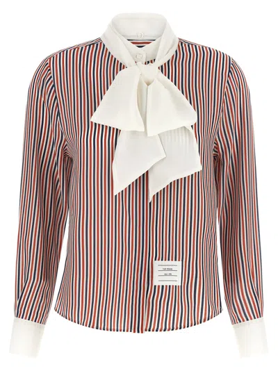 Thom Browne Rwb-striped Silk Blouse In Multi