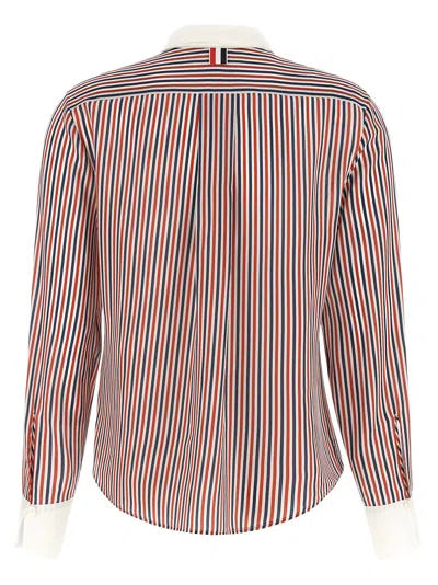 Thom Browne Rwb-striped Silk Blouse In Multi