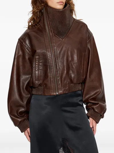Christopher Esber Diagonal Zipper Jacket In Brown