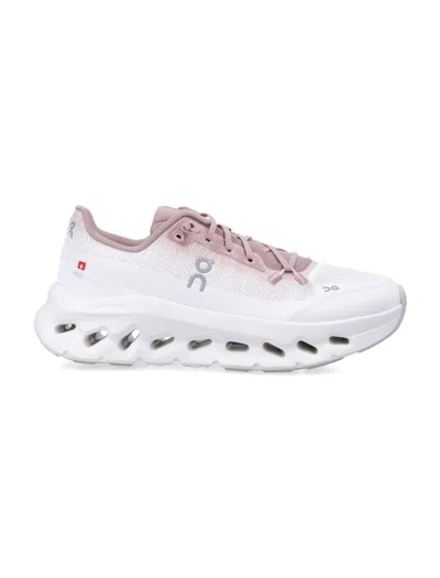 On Cloudtilt Tech Fabric Cushied Sole Sneakers In White Biscuit