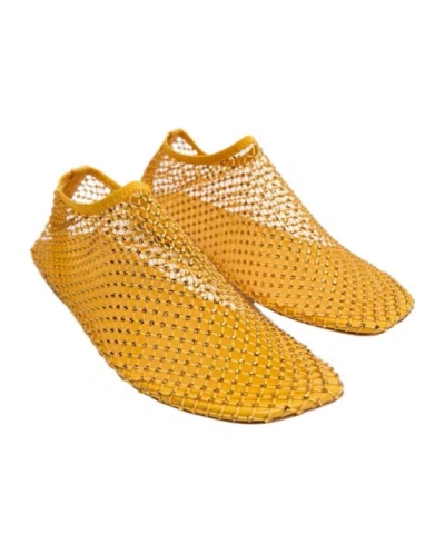 Christopher Esber Minette Flat Ballet Flats In Yellow Polyester In Multi