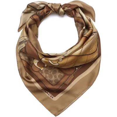 Coach Printed Silk Square In Multi