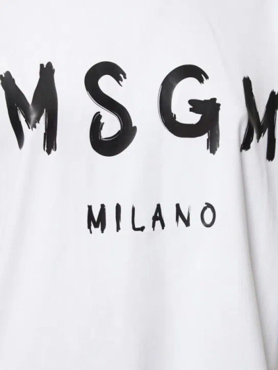 Msgm Logo Print T-shirt In White