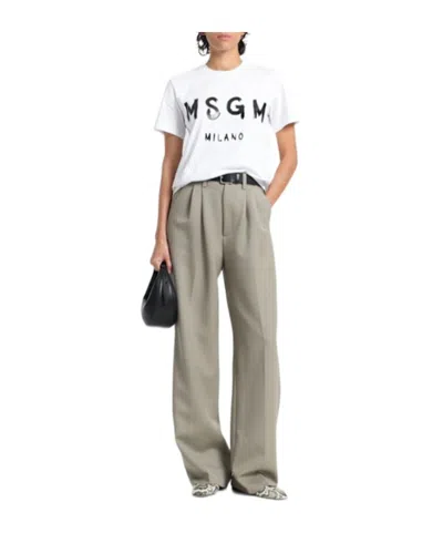 Msgm Logo Print T-shirt In White