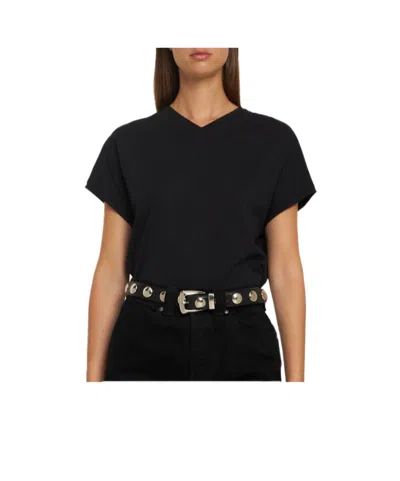 Khaite Benny Belt Whit Silver Stud Bucke In Black