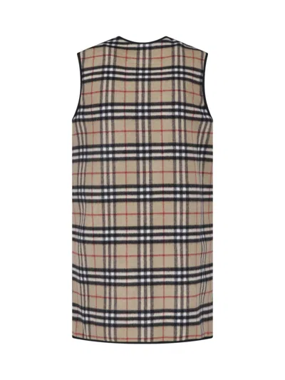 Burberry Plaid Sleeveless Button-front Vest In Brown