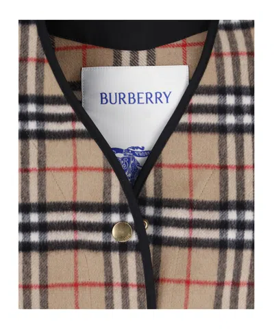 Burberry Plaid Sleeveless Button-front Vest In Brown