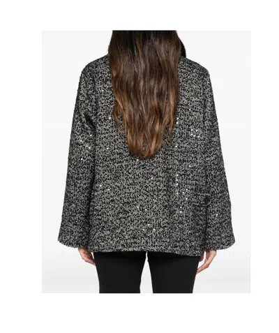 Ermanno Firenze Sequin-embellished Herringbone Jacket In Black