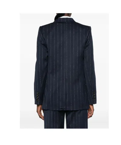 Ermanno Firenze Pinstriped Double-breasted Blazer In Blue