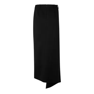 Givenchy Wool Asymmetric Maxi Skirt In Black
