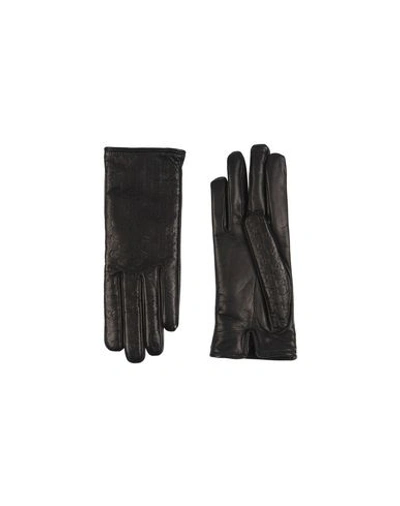 Gucci Signature Leather Gloves, Black