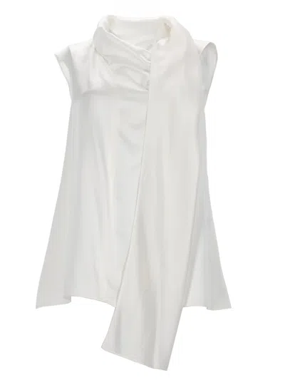 S Max Mara Silk Satin Blouse In White