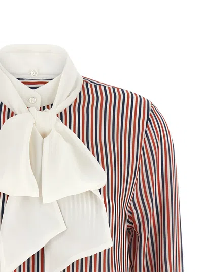 Thom Browne Rwb-striped Silk Blouse In Multi