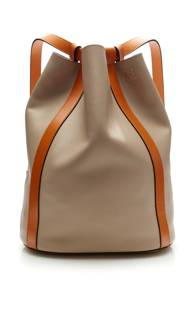 Loewe Midnight Contrast-panel Leather Backpack In Beige Multi